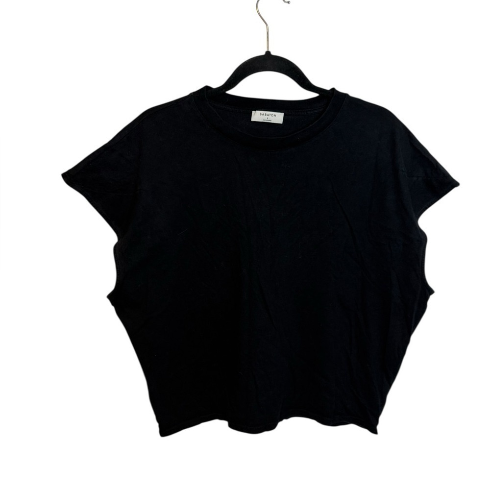 Babaton Black Cotton Cap Sleeve Tee